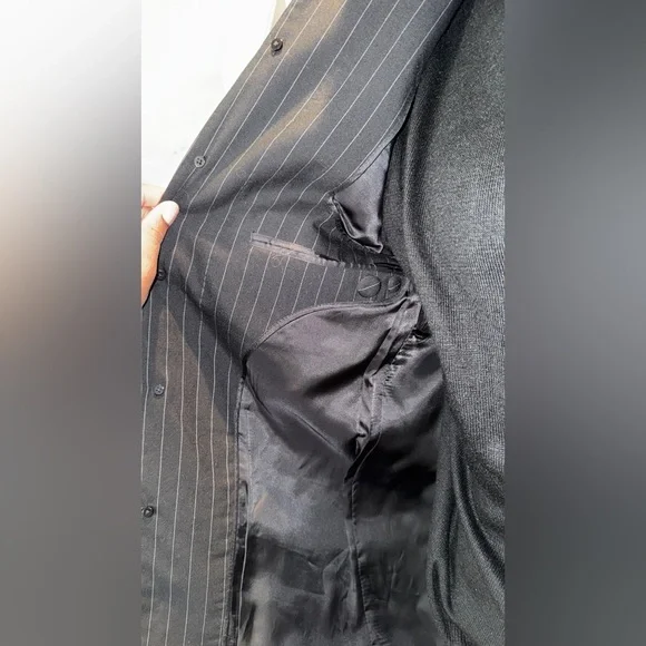 Black Pinstripe Custom Men's Suit - Rocky’s Custom Clothes